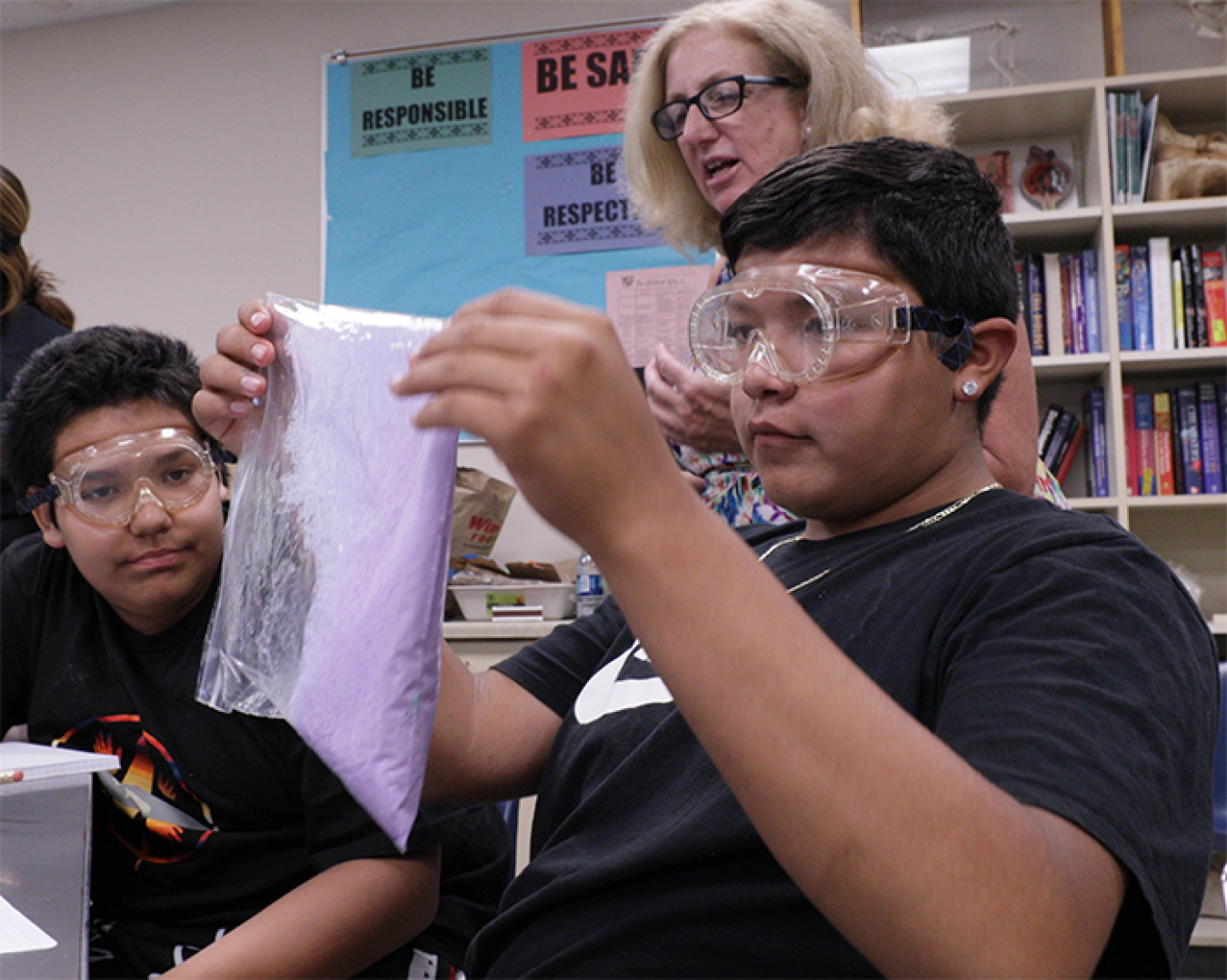 NE Tribal STEM Advisor Melinda Higgins, with Chickasaw Nation Industries, guided students