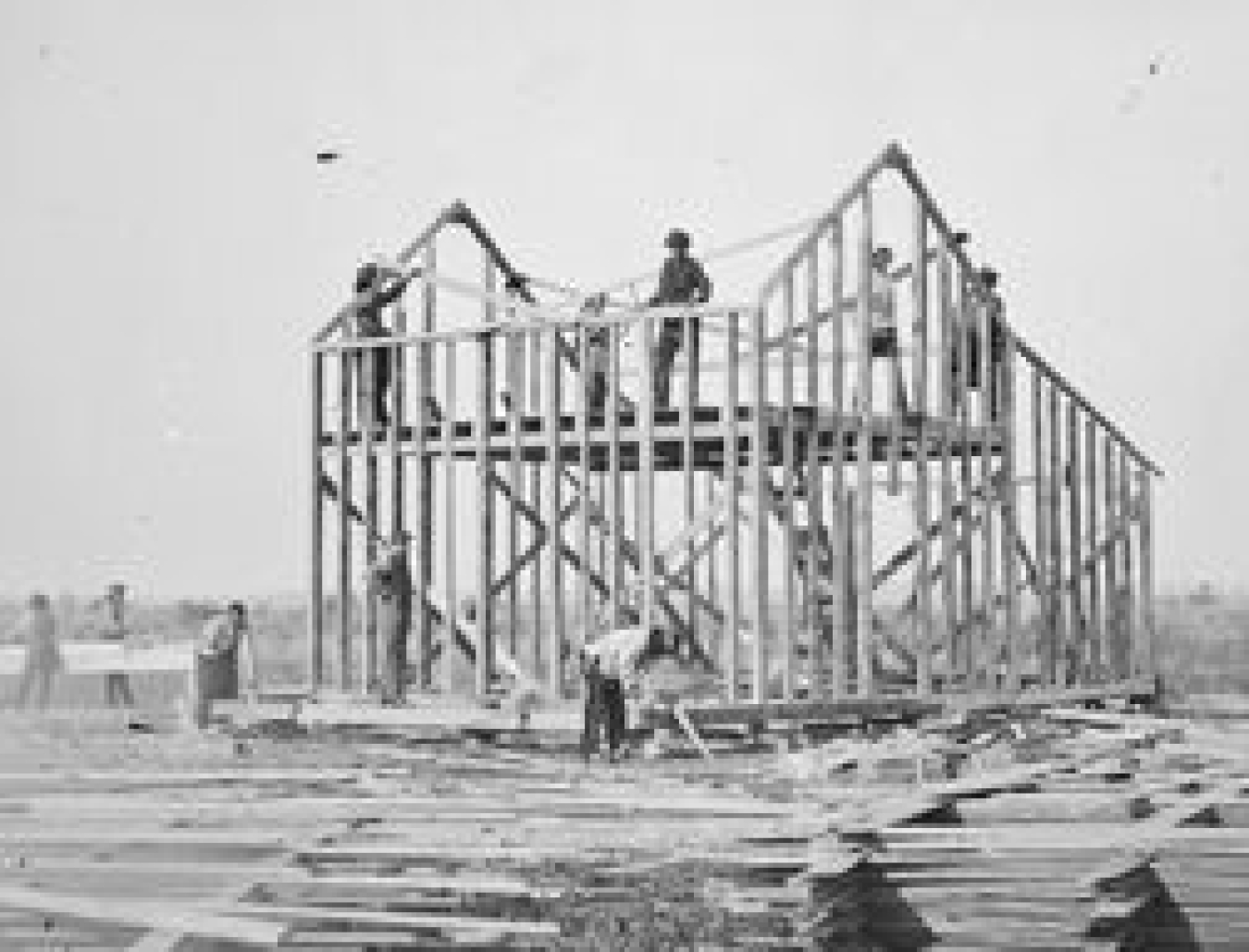 House framing from 1877 in Nebraska.