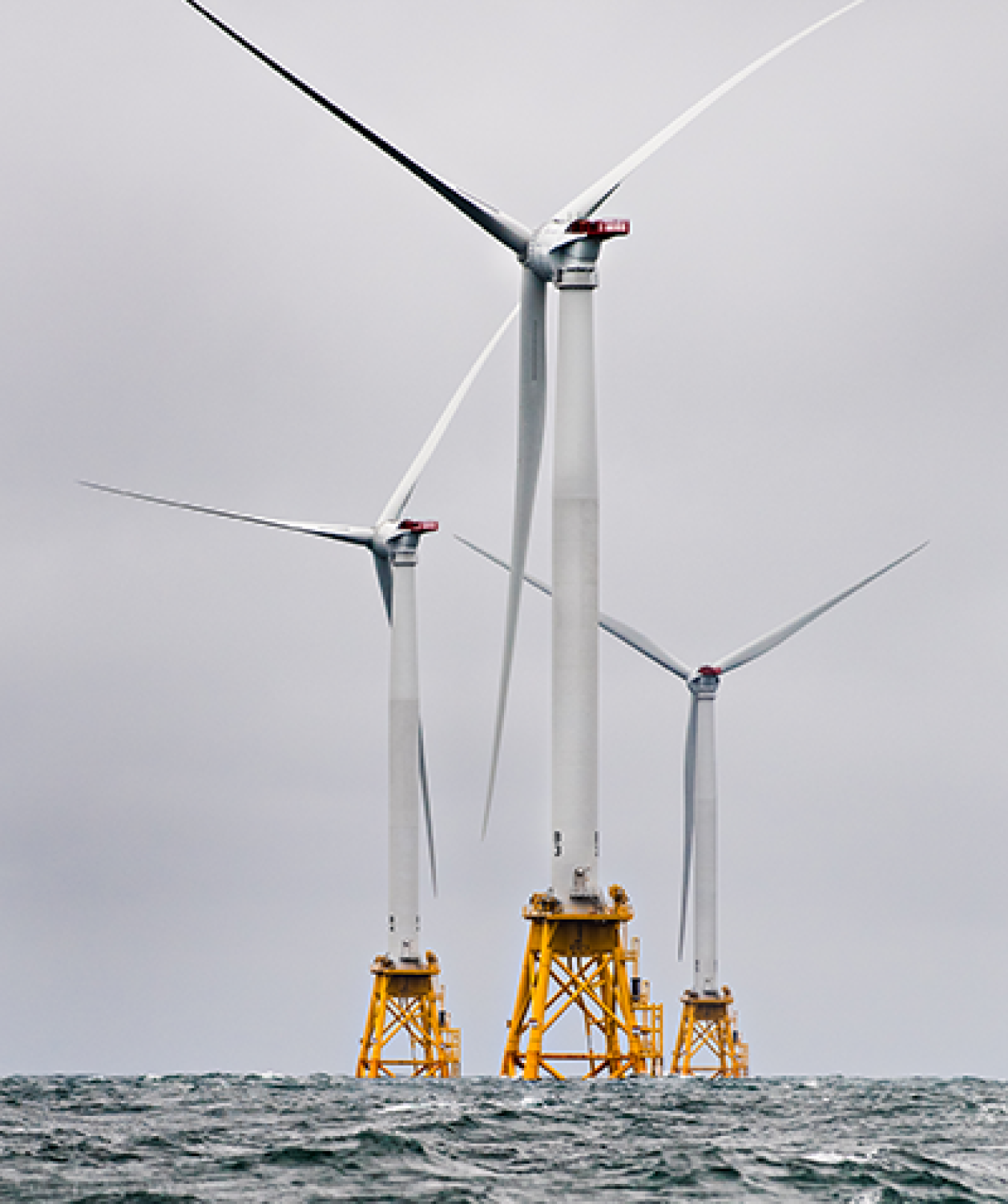 Heavy seas engulf the Block Island Wind Farm.