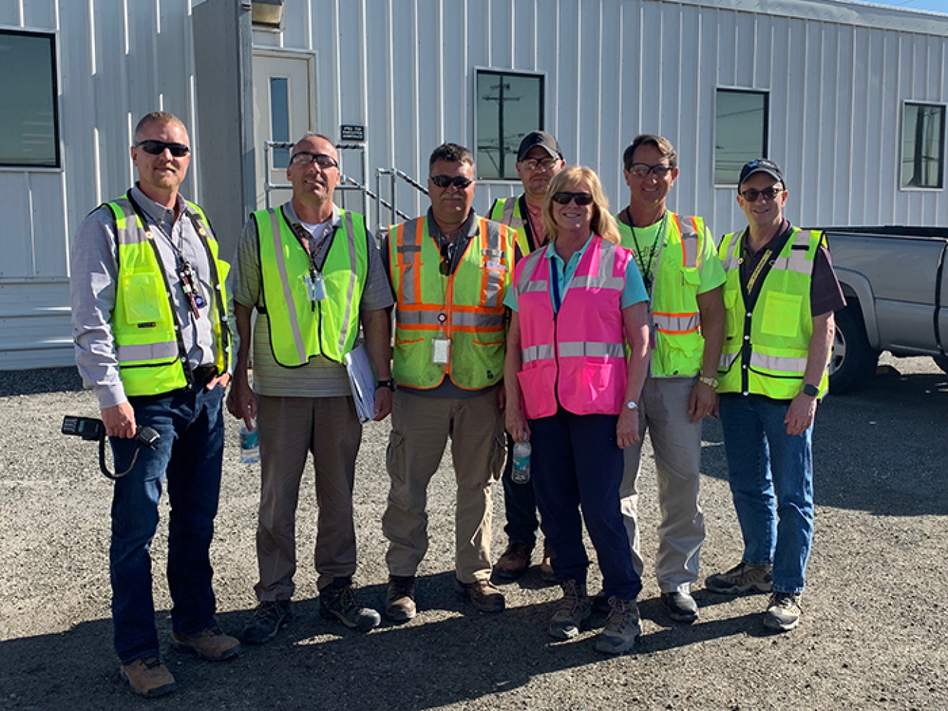 From left, Robert Wade, Plutonium Finishing Plant health and safety director; Tommy Fontaine, industrial and radiation safety manager with West Valley Demonstration Project (WVDP) contractor CH2M HILL BWXT West Valley (CHBWV);