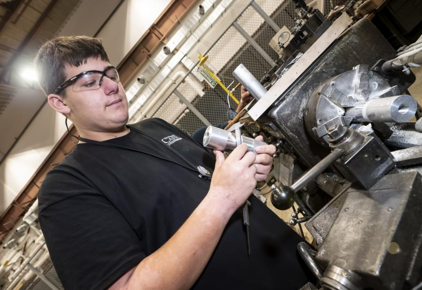 Bongiovanni at work in the machine shop.