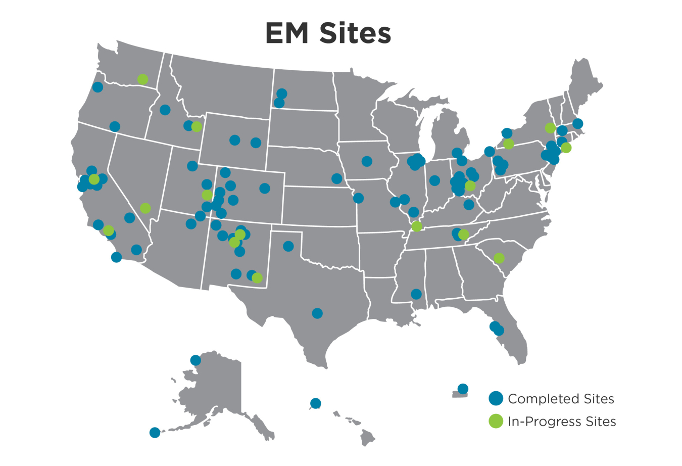 EM Sites Map - Completed and In-Progress