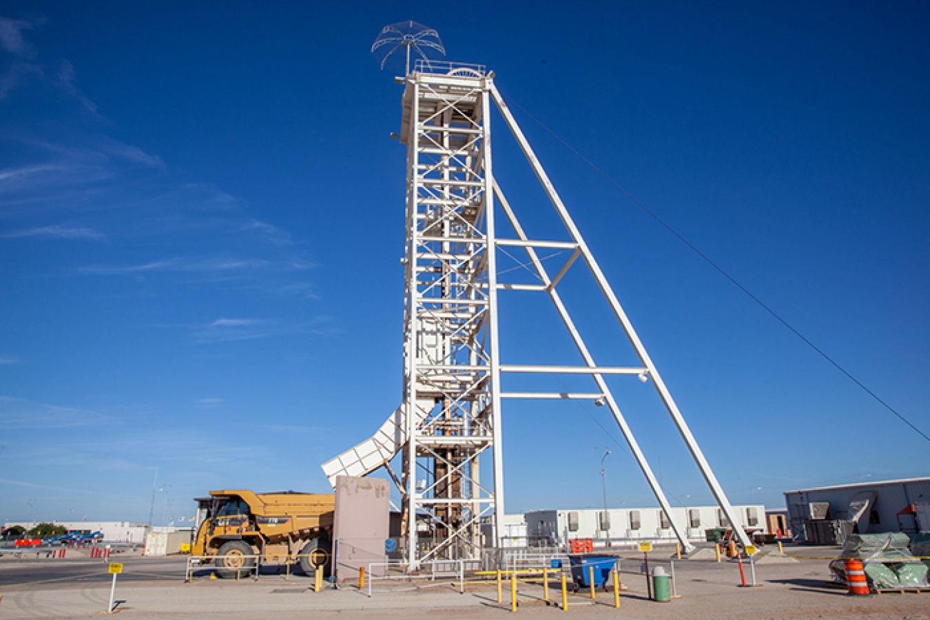 A view of the Waste Isolation Pilot Plant salt hoist, which will receive an upgrade as part of continuous improvements at the site.