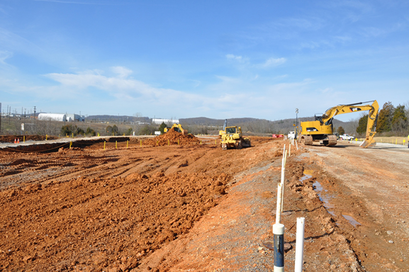 Crews use sampling data to determine areas requiring soil remediation, such as this location.