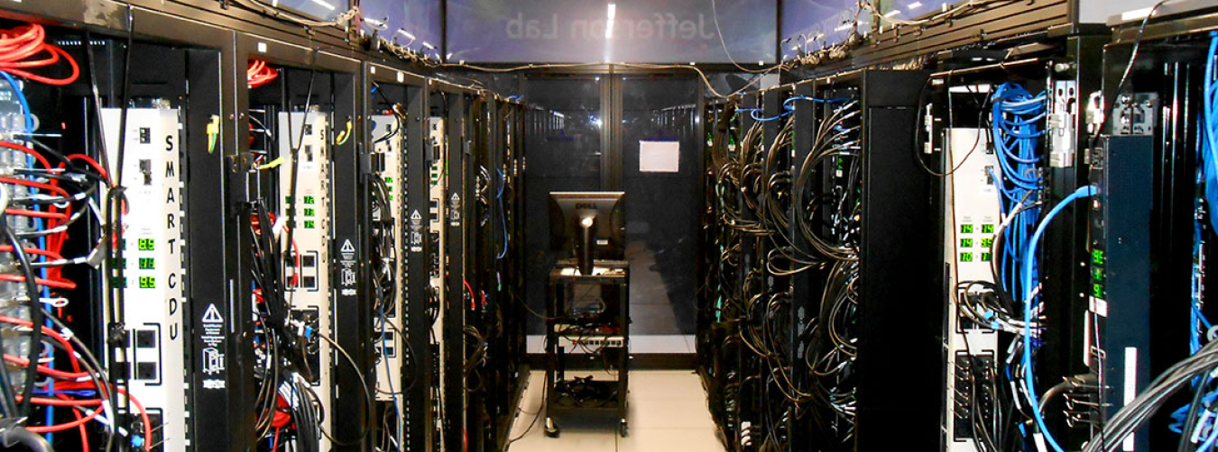 Hot aisle of a data center.