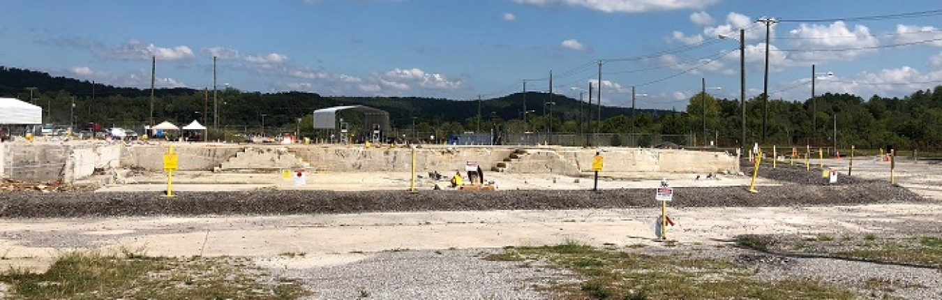 A post-demolition view of the K-1423 Toll Enrichment Facility. The teardown moves EM and UCOR closer to Vision 2020, the goal to complete major cleanup at ETTP by the end of next year.