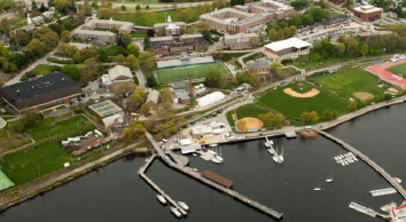 Aerial view of the Coast Guard Academy.