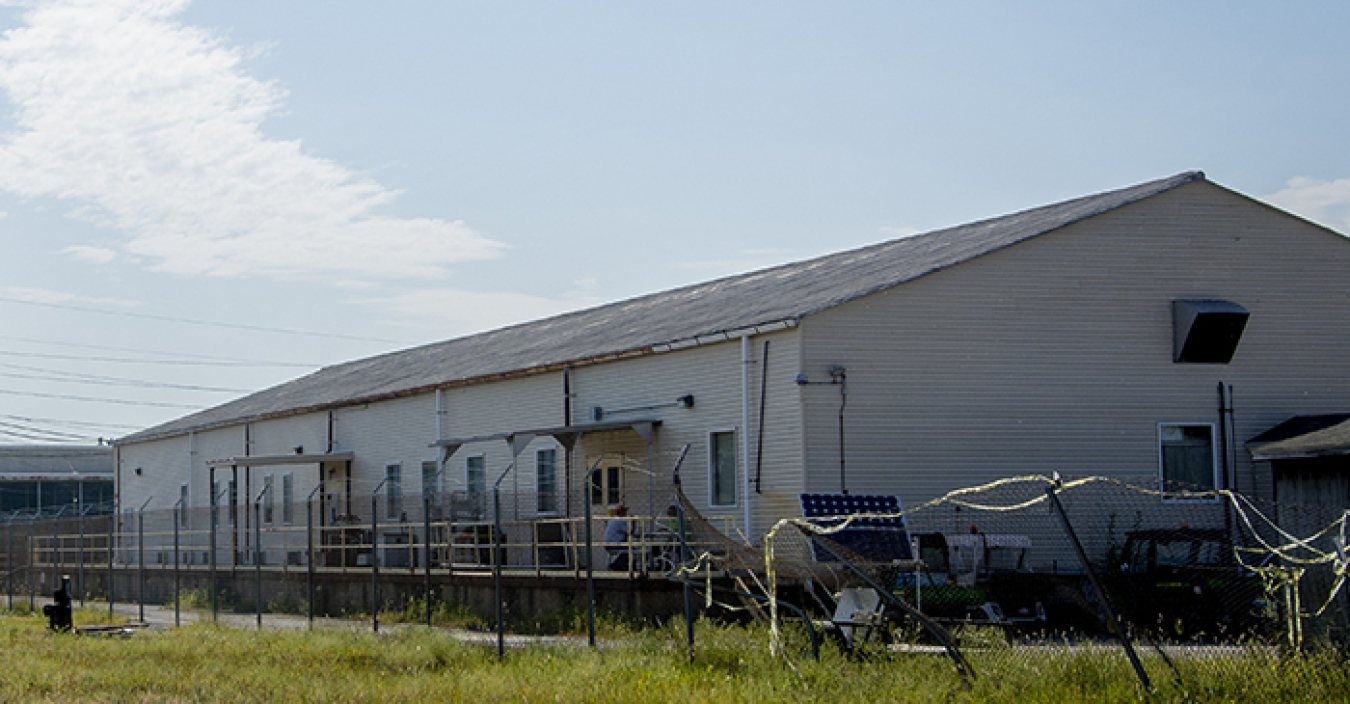 Before and after images of the south storage area of the C-740 Material Yard.