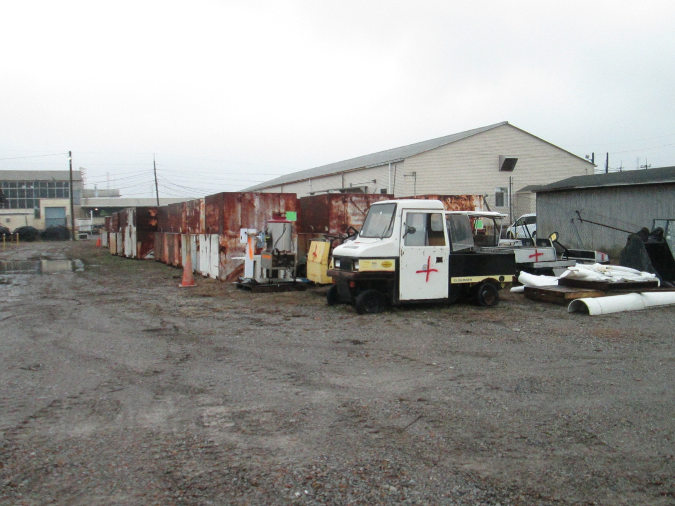 Before and after images of the south storage area of the C-740 Material Yard.