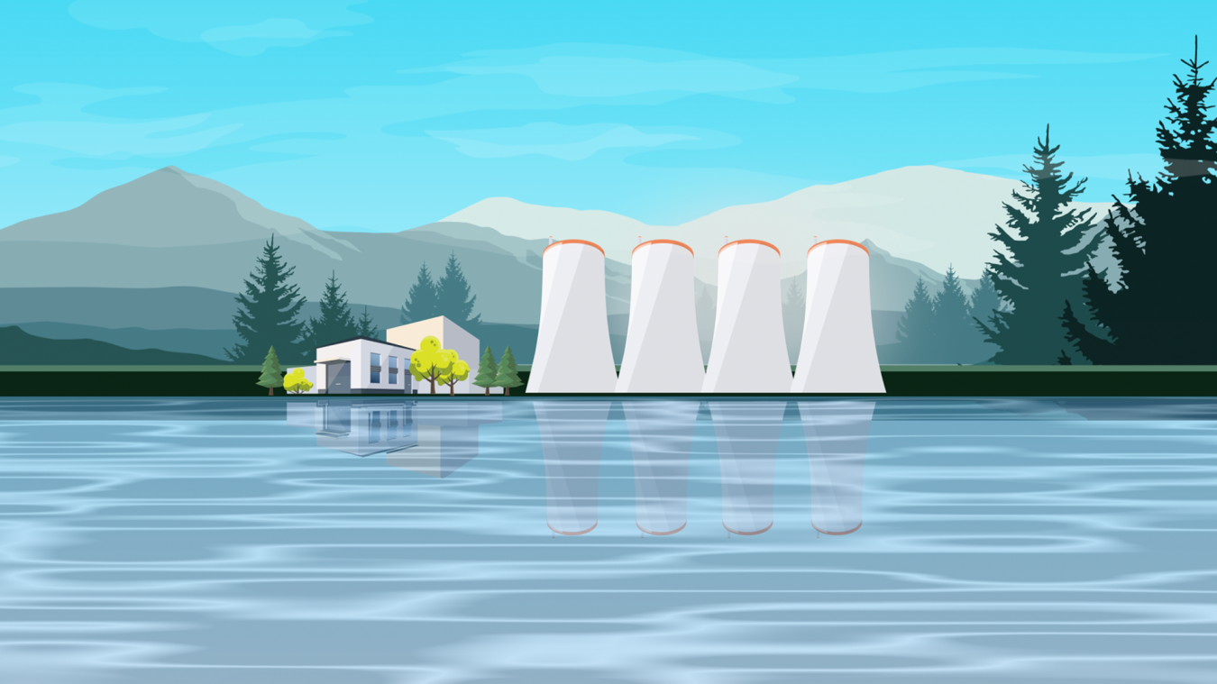 A graphic of a nuclear reactor