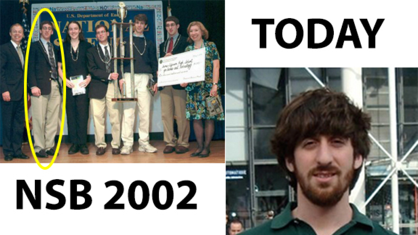 Steven Sivek (second from the left) on the winning team of the 2002 National Science Bowl.