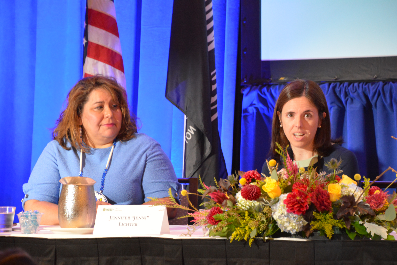 Two women at the panel in NTES.