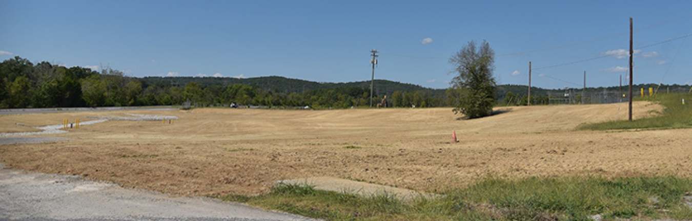 The K-1203 complex, pictured at top before demolition, was located in the Poplar Creek area of Oak Ridge’s East Tennessee Technology Park.