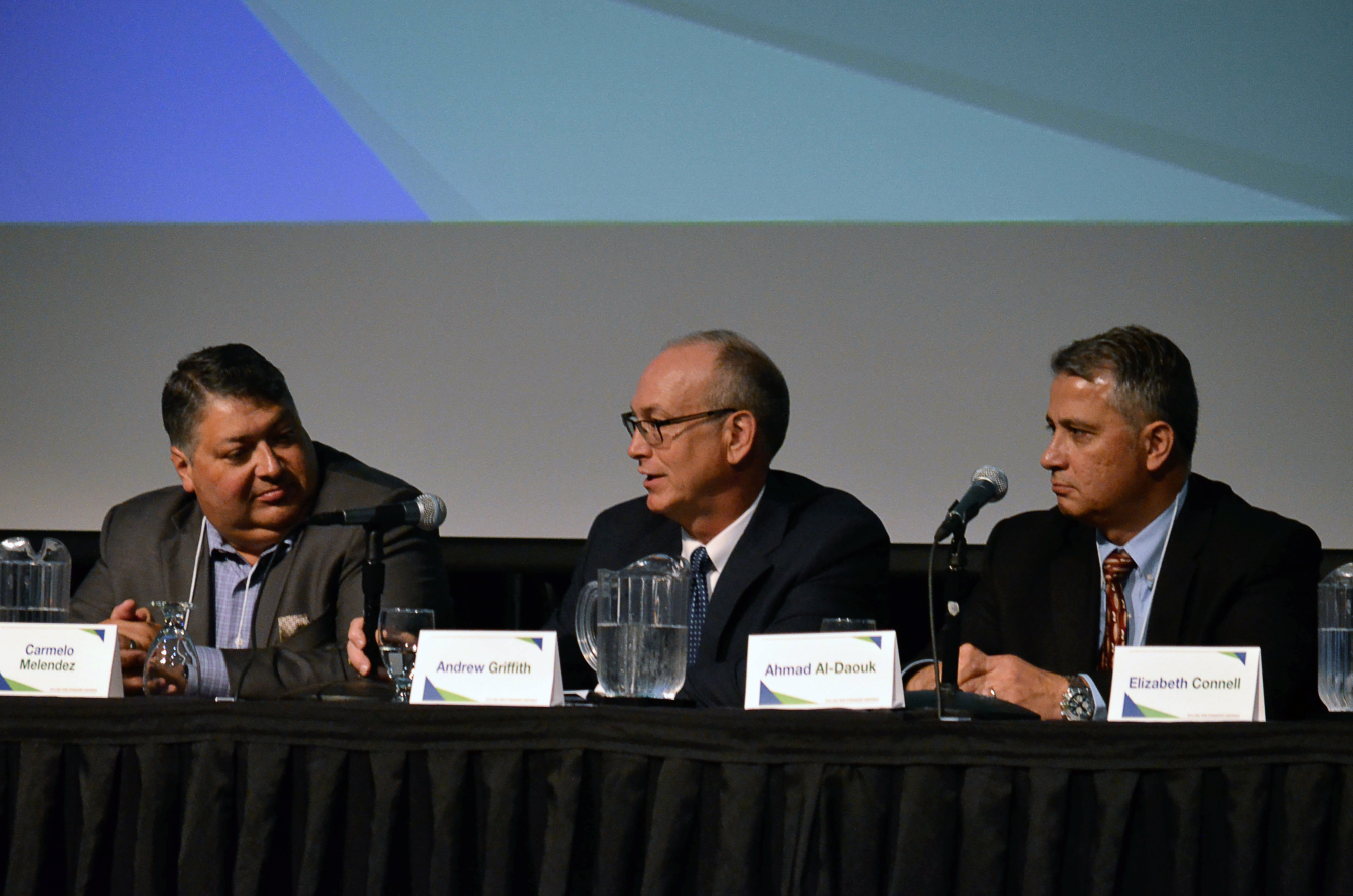 Andrew Griffith (middle) presents on the efforts of DOE Office of Nuclear Energy.