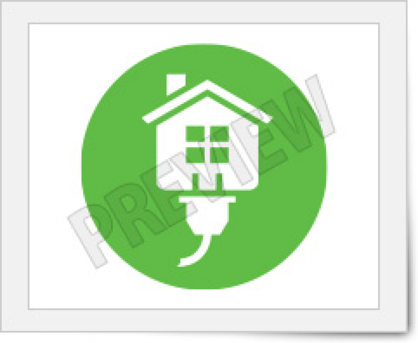 Energy Saver logo in green. A white house with a plug leading into it, inside of a green circle.