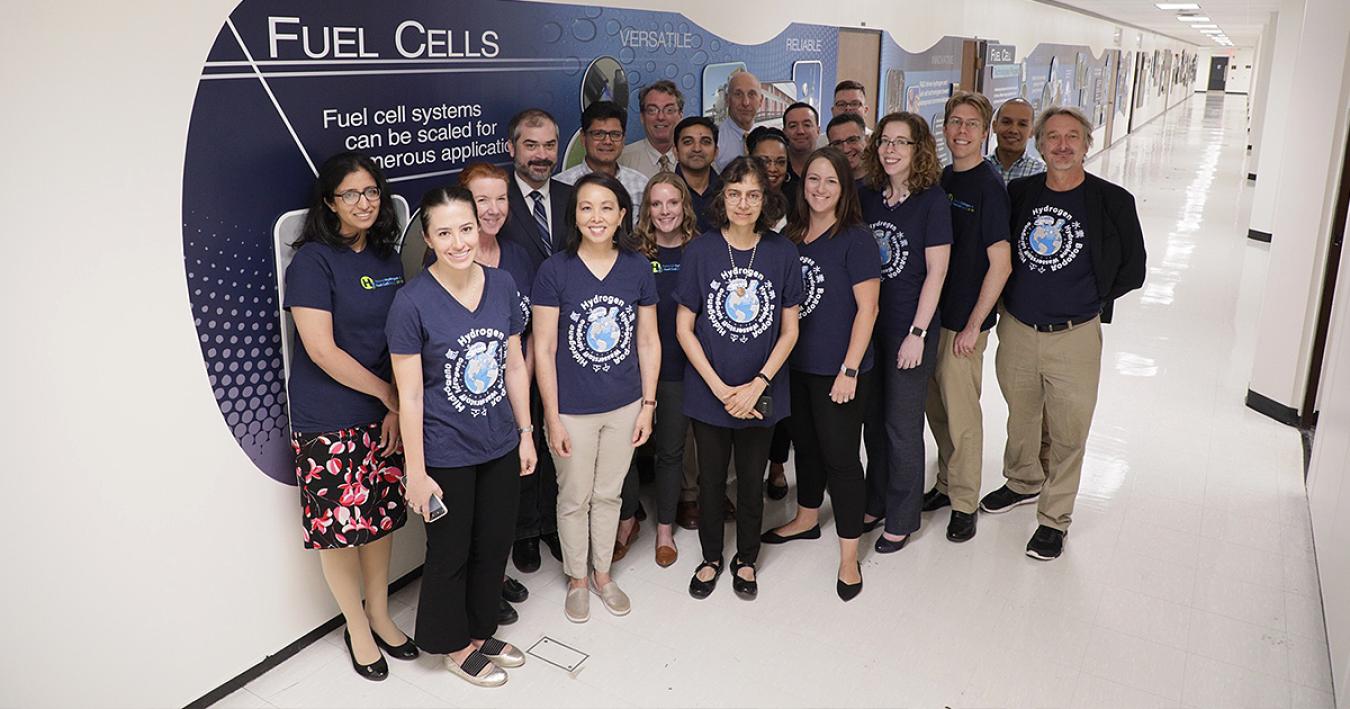 Group photo of about 20 Fuel Cell Technologies Office staff on 2019 Hydrogen and Fuel Cell Day
