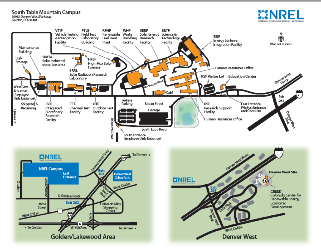 Map to the South Table Mountain Campus