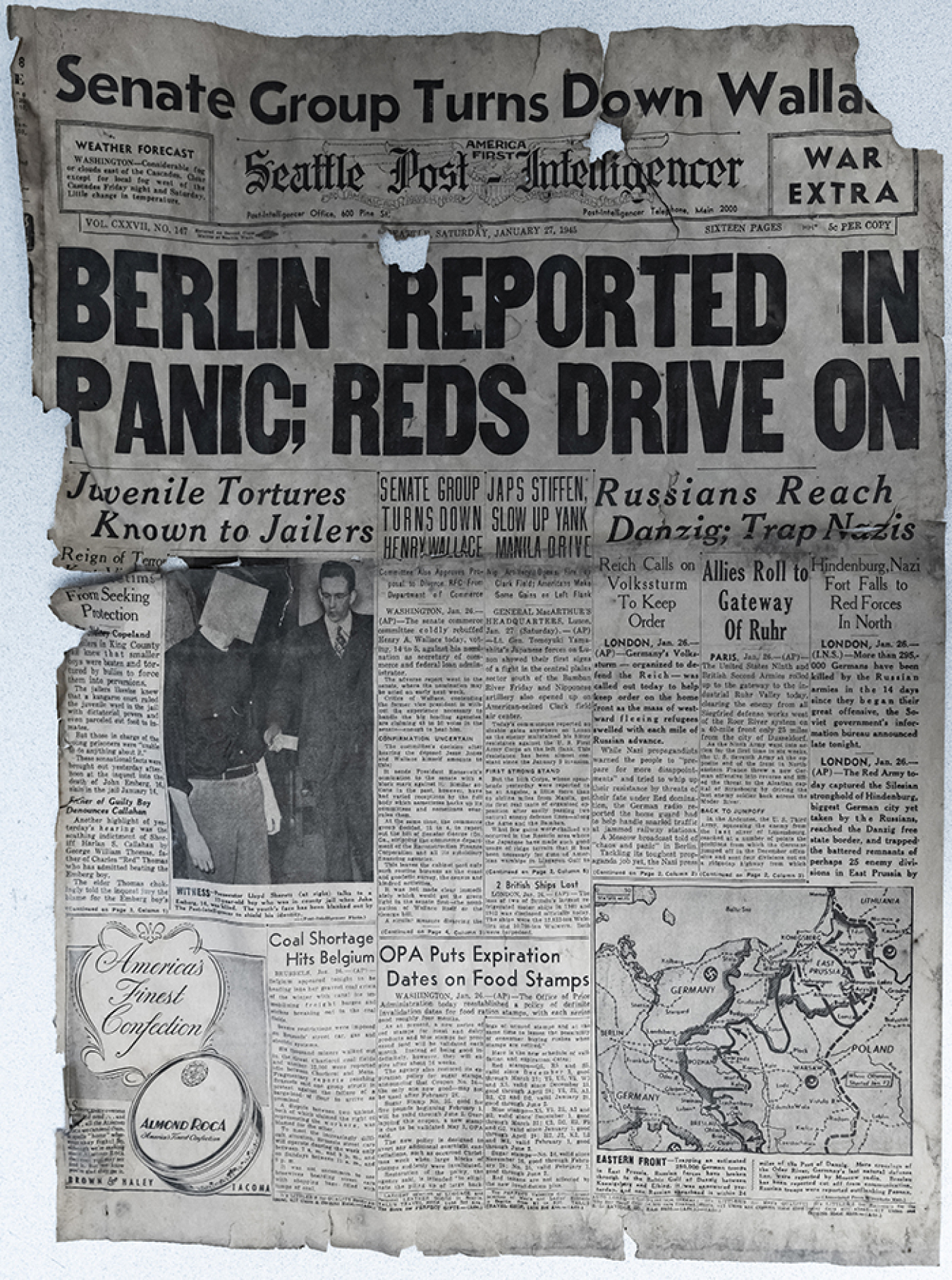 Seventy-five years ago, a Hanford worker supporting the site’s plutonium enrichment effort was apparently reading the latest from the European Theater of World War II and left a Seattle Post-Intelligencer newspaper behind. 