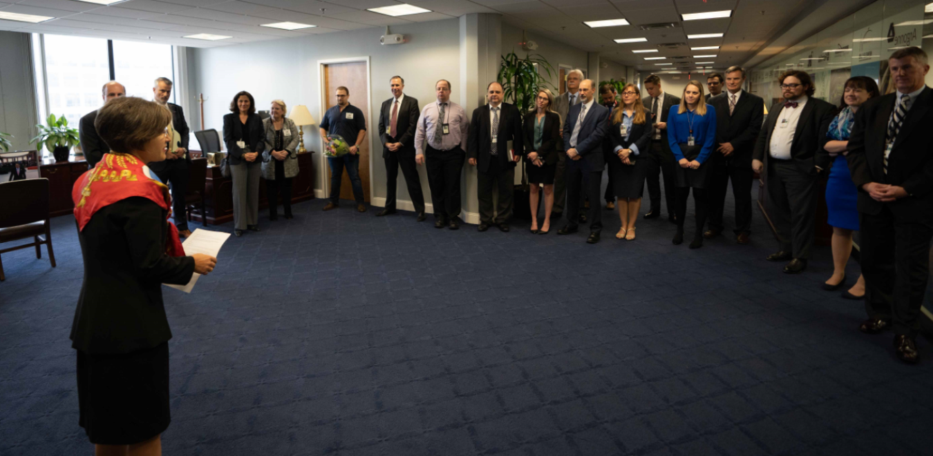 “AITO Director Cheryl Ingstad addresses assembled guests, leadership and staff following her Swearing In Ceremony”