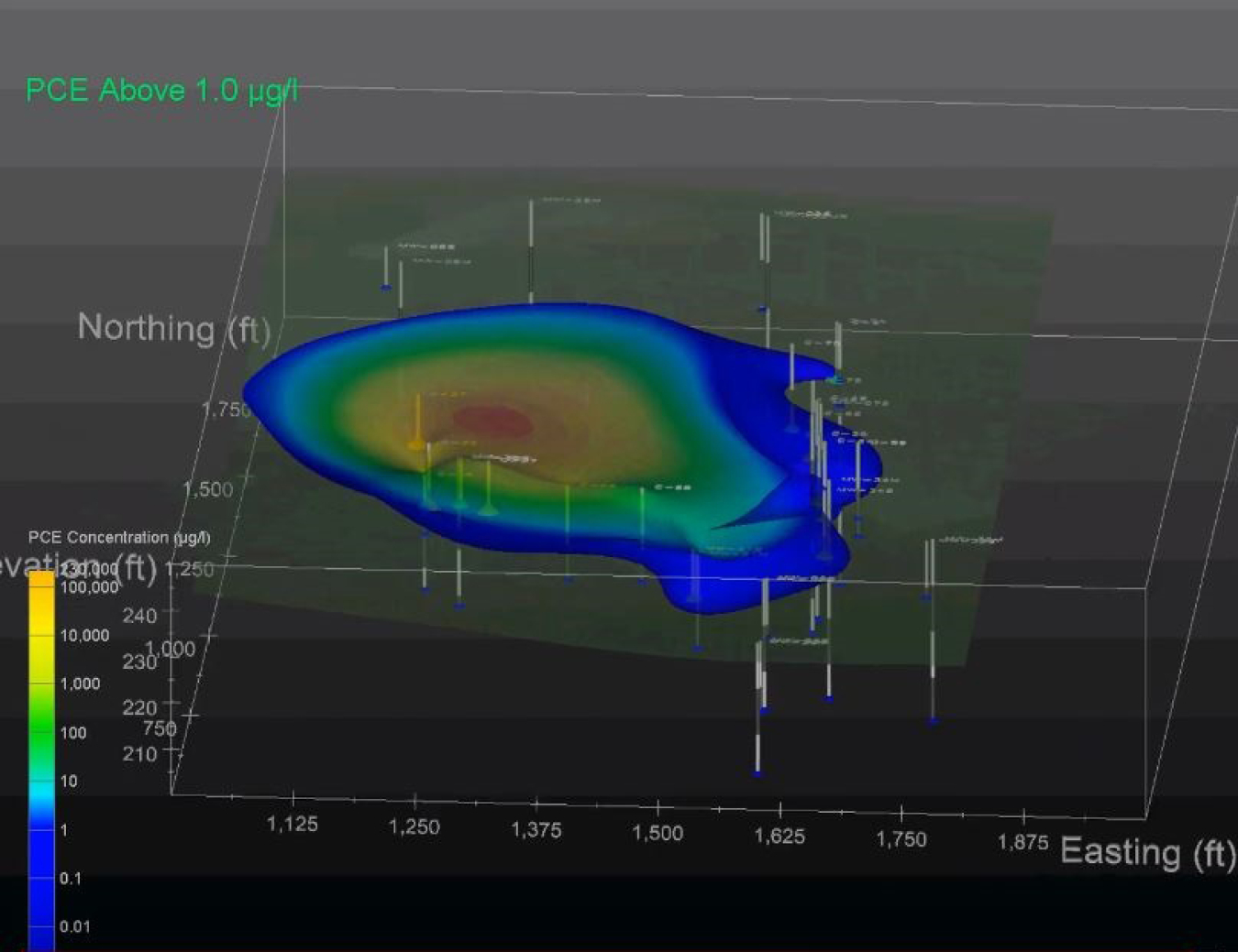 Groundwater contamination plume animation