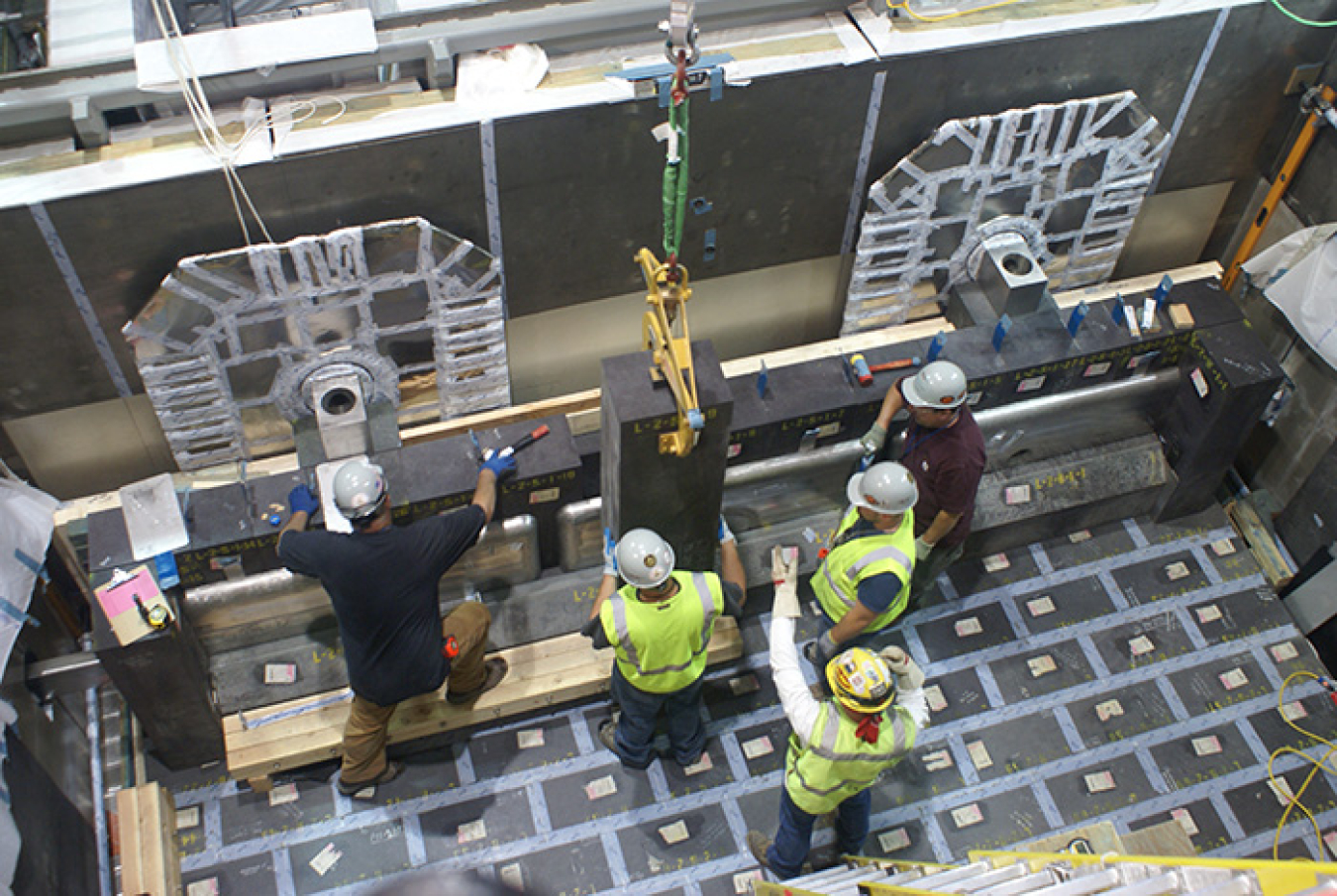 Workers install refractory brick inside a Low-Activity Waste (LAW) Facility vitrification melter at Hanford’s Waste Treatment and Immobilization Plant (WTP). 