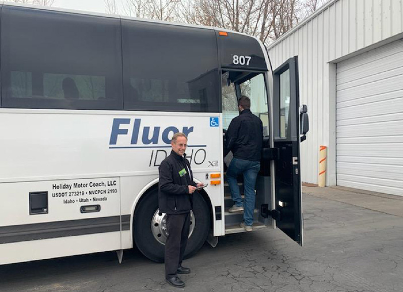Idaho Falls small business Holiday Motor Coach transports Fluor Idaho employees to and from work at the Idaho National Laboratory Site.