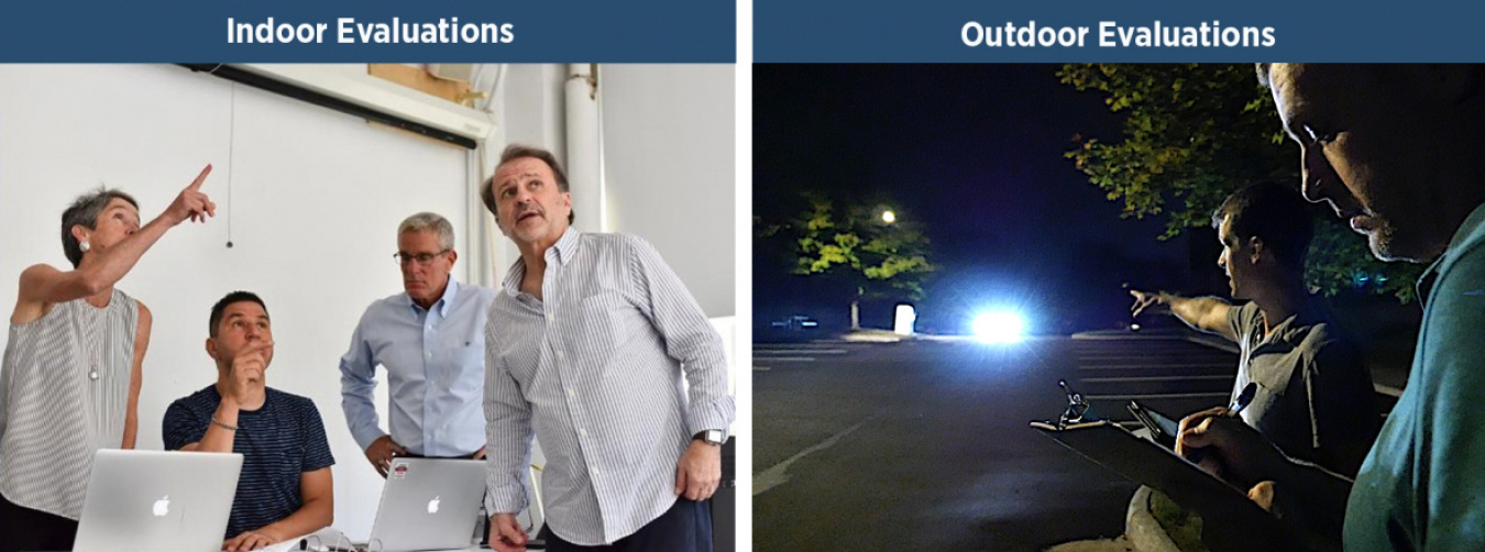 Side-by-side photos of NGLS indoor and outdoor evaluations.