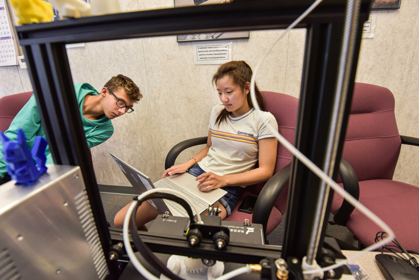 Students who took a robotics camp at SNL now making face shields for COVID-19 responders.