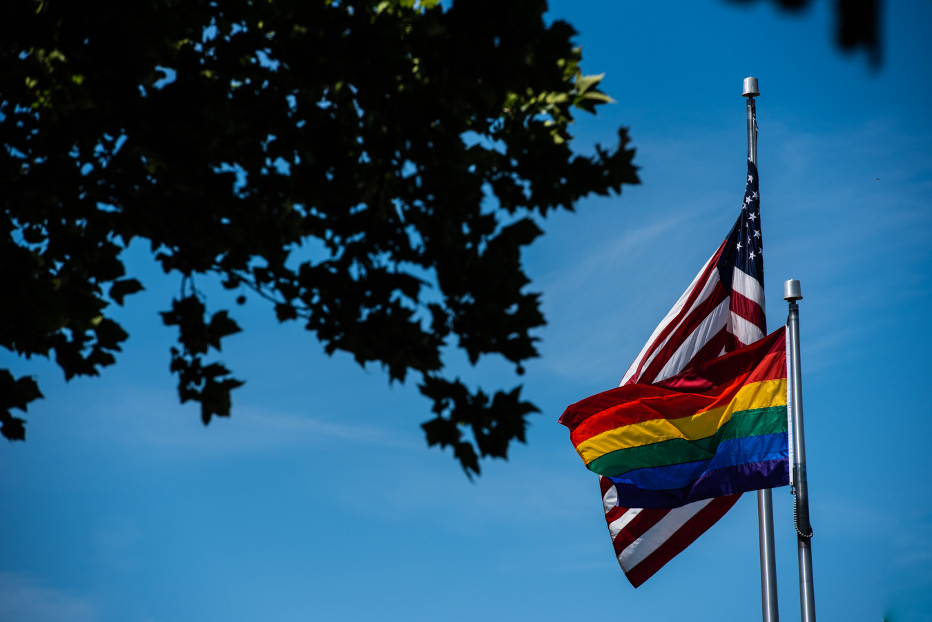 The Pride flag is flown in 2019 at PNNL.