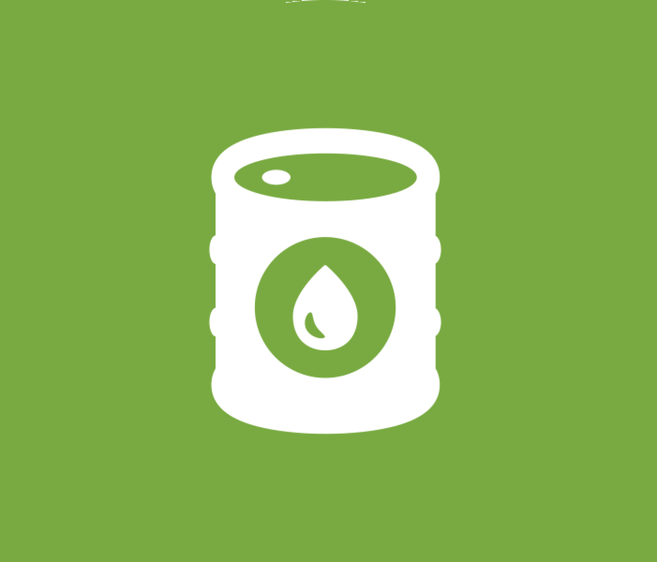 Green spherical icon of a barrel of liquid fuel.