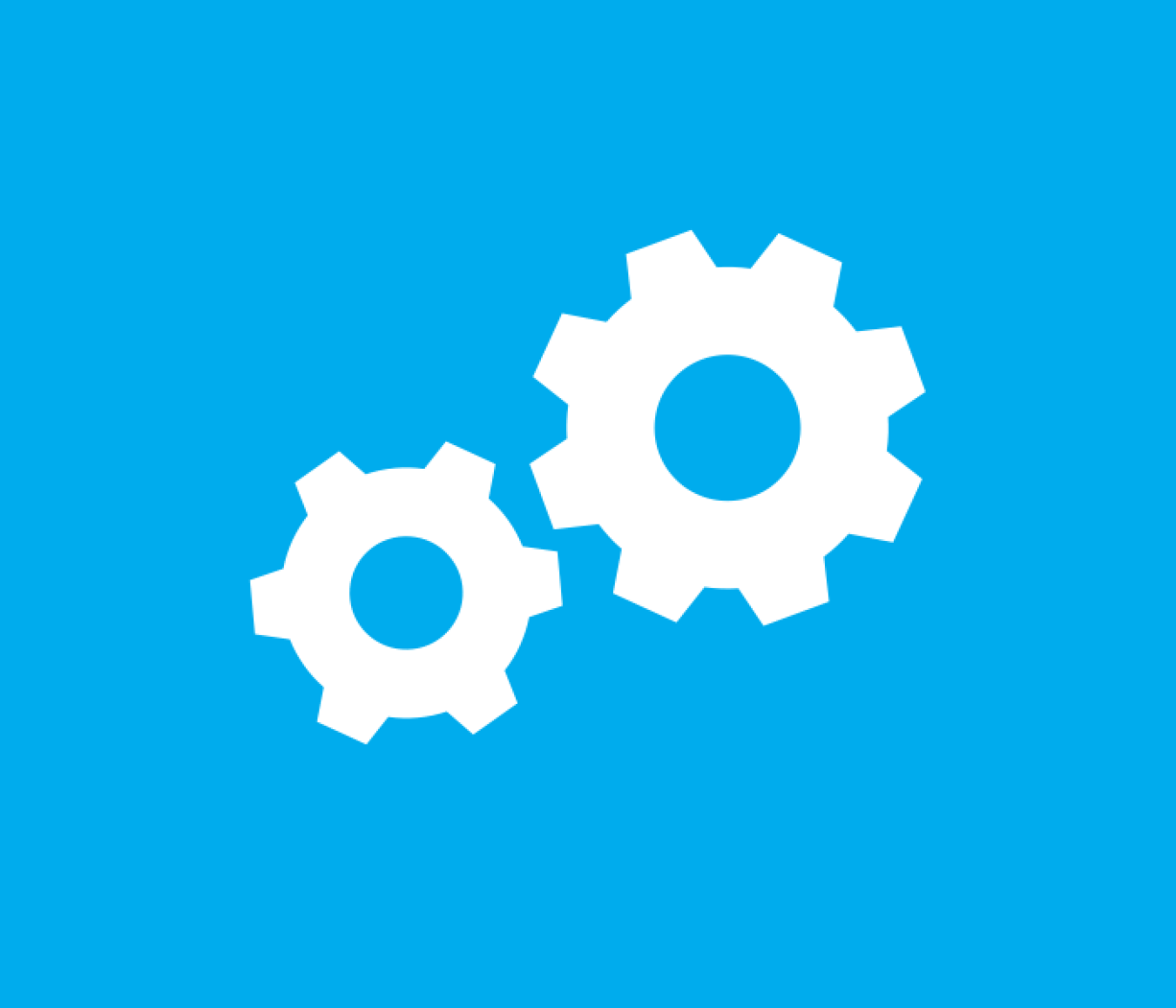 Blue spherical icon of circular, intertwined gears