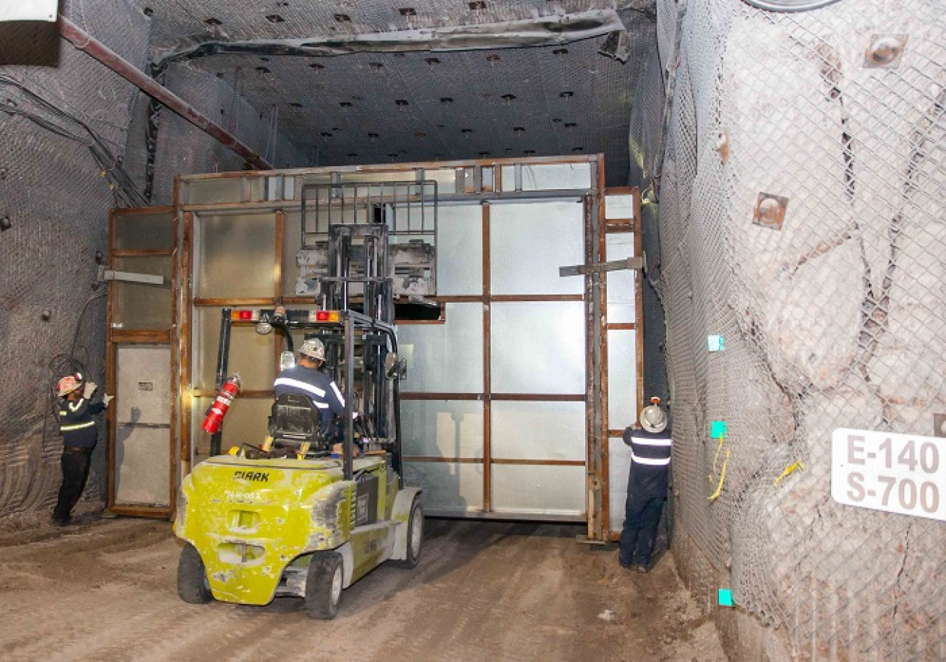Bulkheads such as this one being installed in the Waste Isolation Pilot Plant (WIPP) underground help control airflow in different loops, or circuits. During the recent maintenance outage, remote controls connected to WIPP’s Central Monitoring Room were a