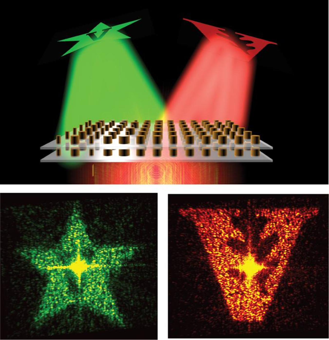 A novel approach to designing artificial materials achieves greater control over light than conventional materials. The materials were demonstrated using holograms projected at independent wavelengths to showcase multiwavelength performance potential.