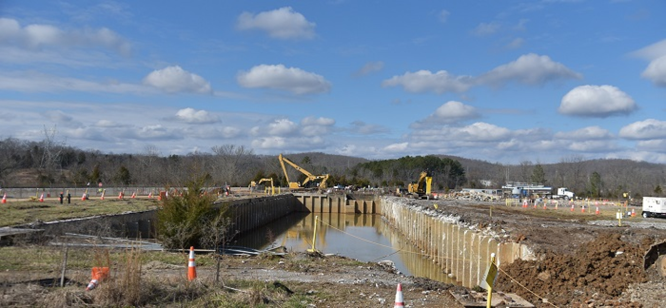 A view of the former K-832 Basin at Oak Ridge before workers removed it.