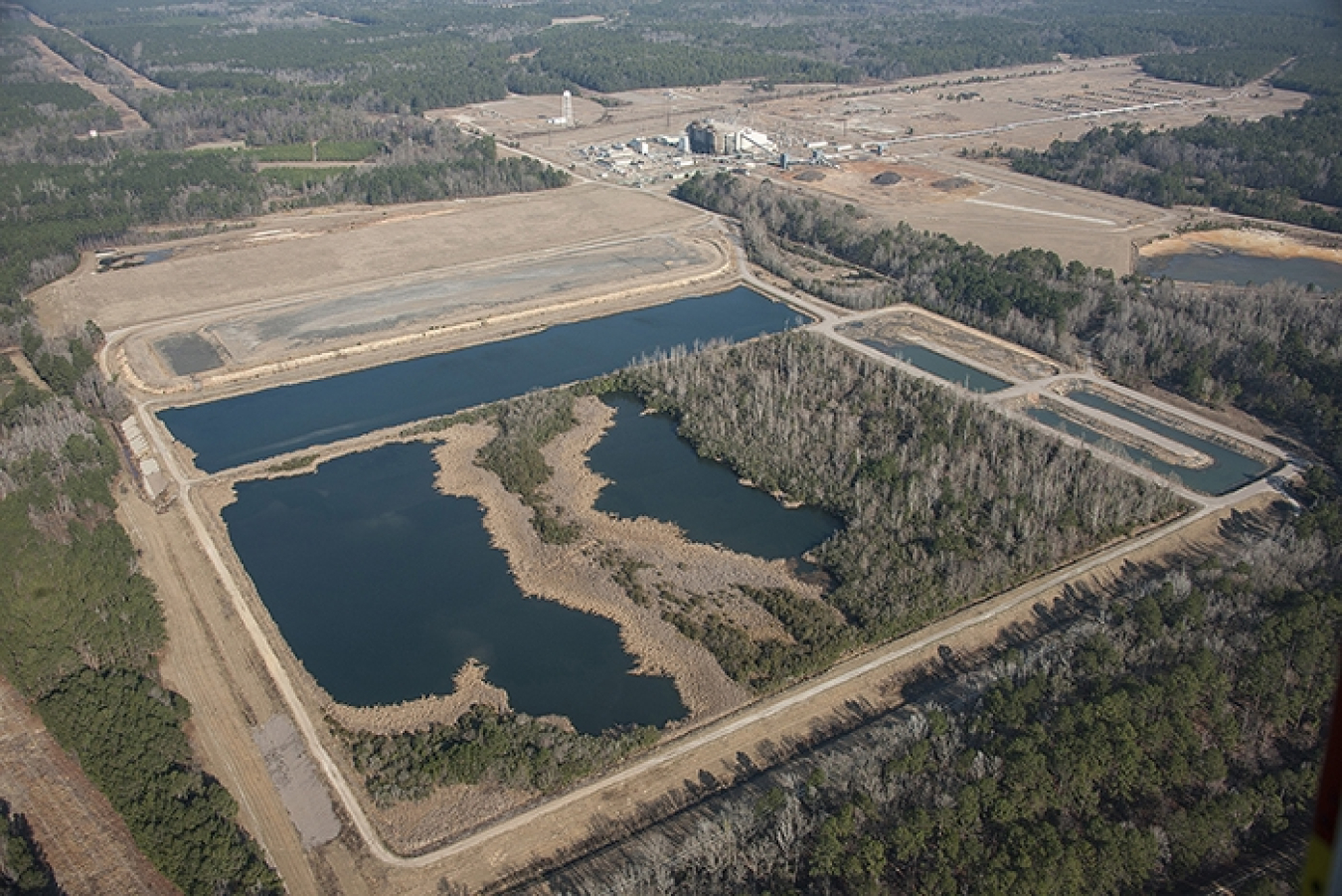 Before-and-after photos of the Savannah River Site ash basin cleanup project. Crews remediated over 90 acres of federal property.