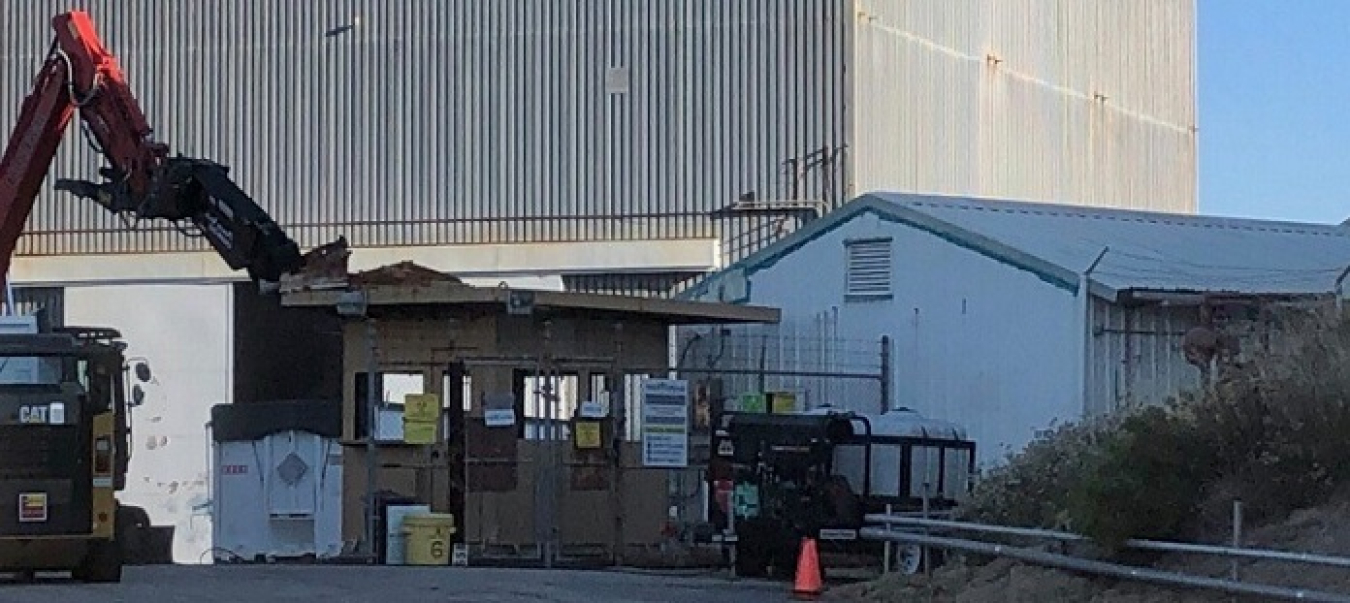 Workers have begun demolition at the Radioactive Materials Handling Facility complex at the Energy Technology Engineering Center.