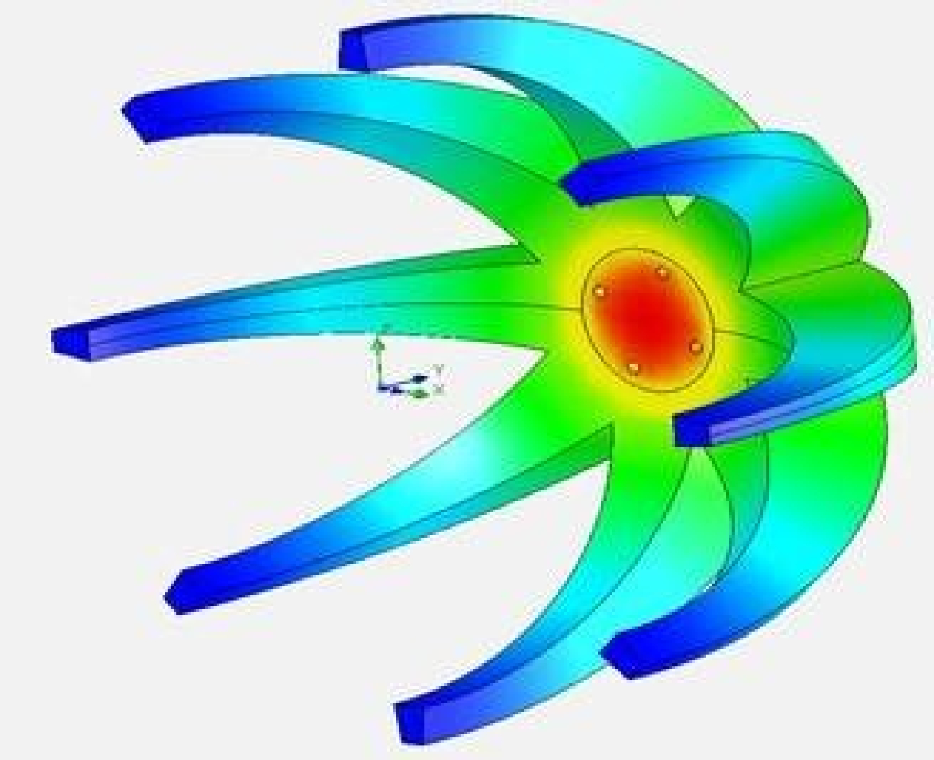 Thermal simulation of Eaton’s 3D-printed heat sink concept.