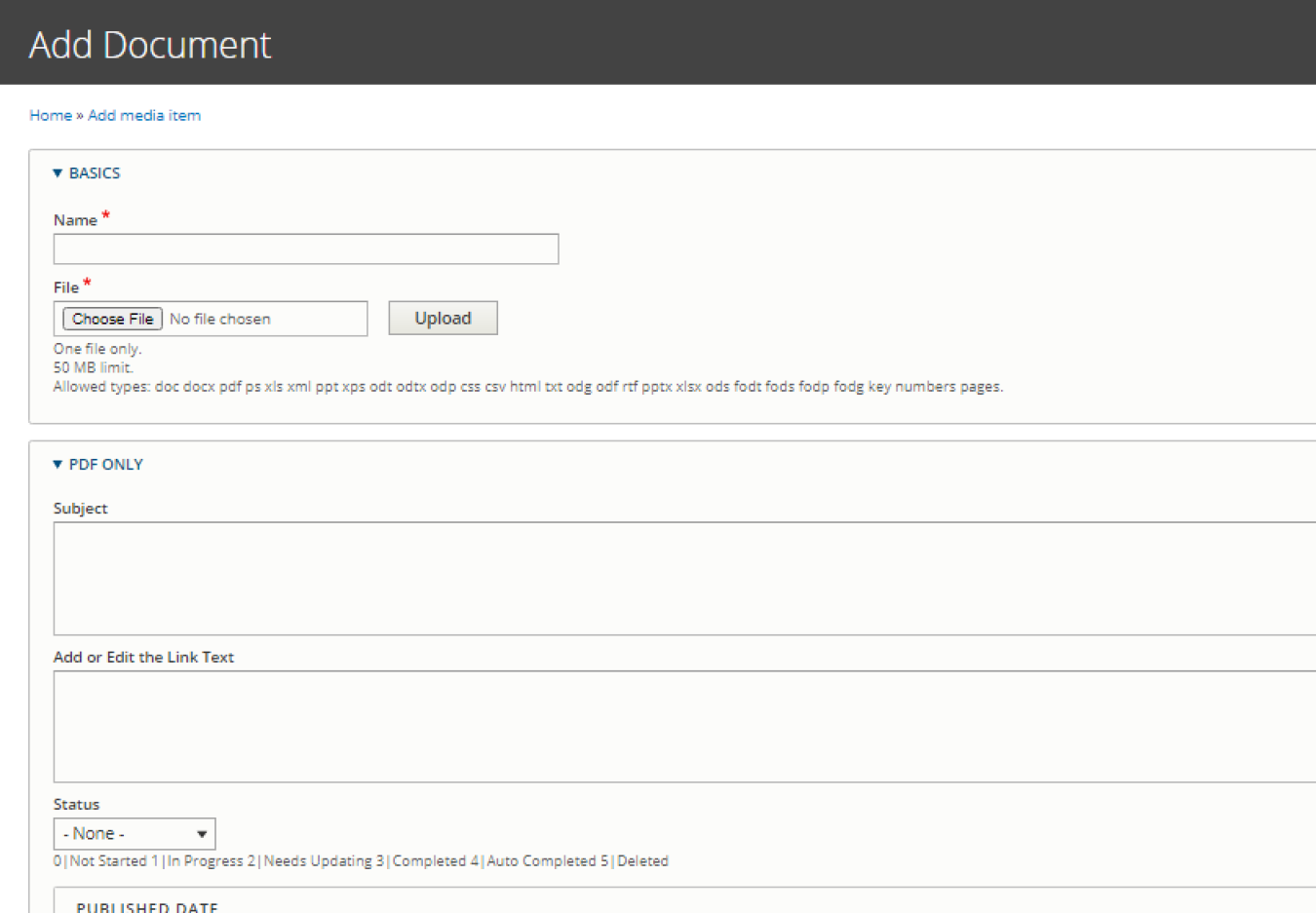 document screenshot for media type