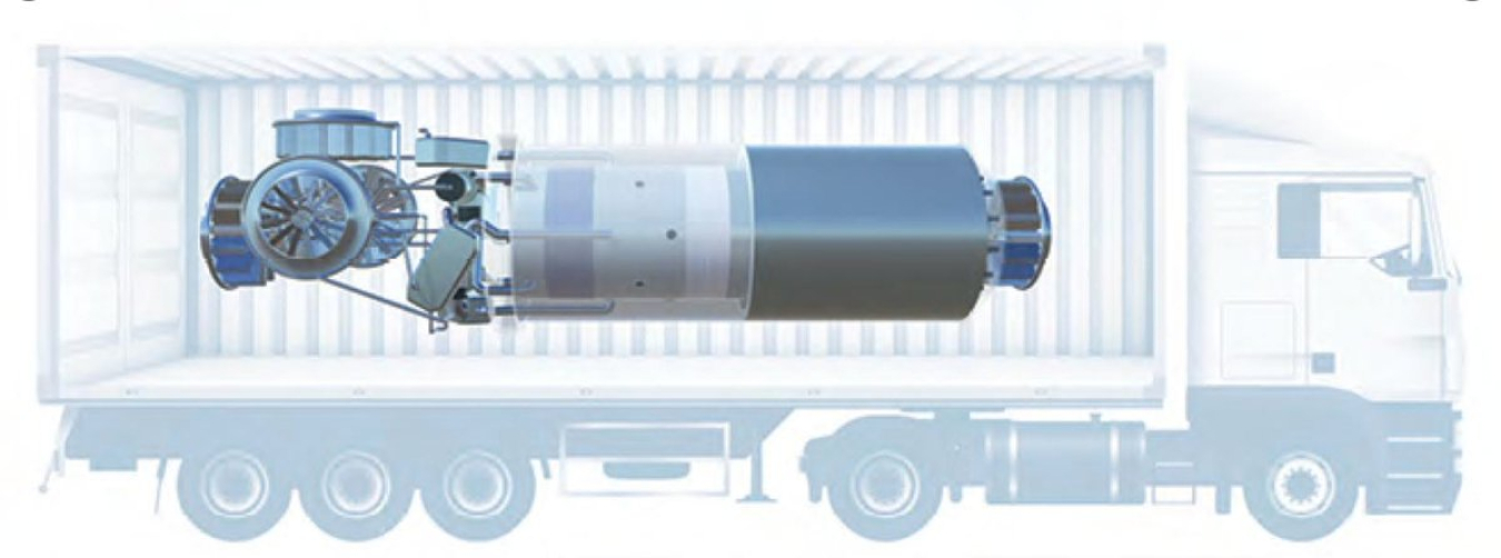 Graphic of a microreactor inside of a truck