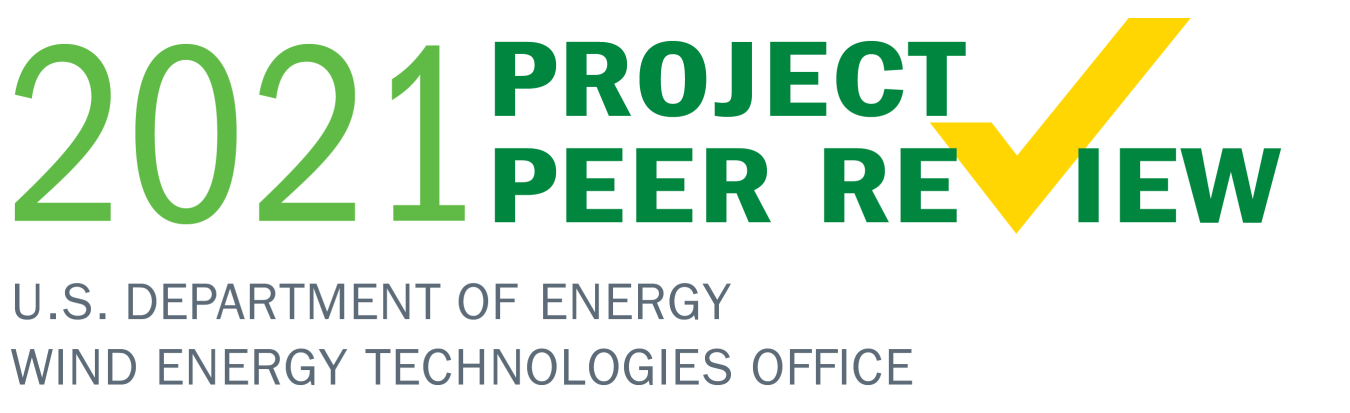 Text logo that says "2021 Project Peer Review Wind Energy Technologies Office"