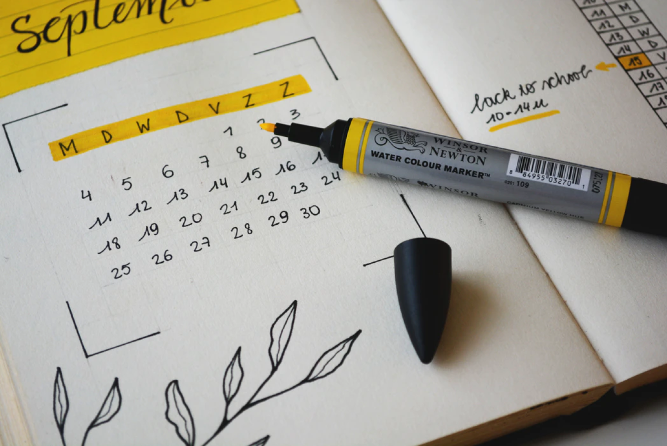 picture of a calendar and a highlighter