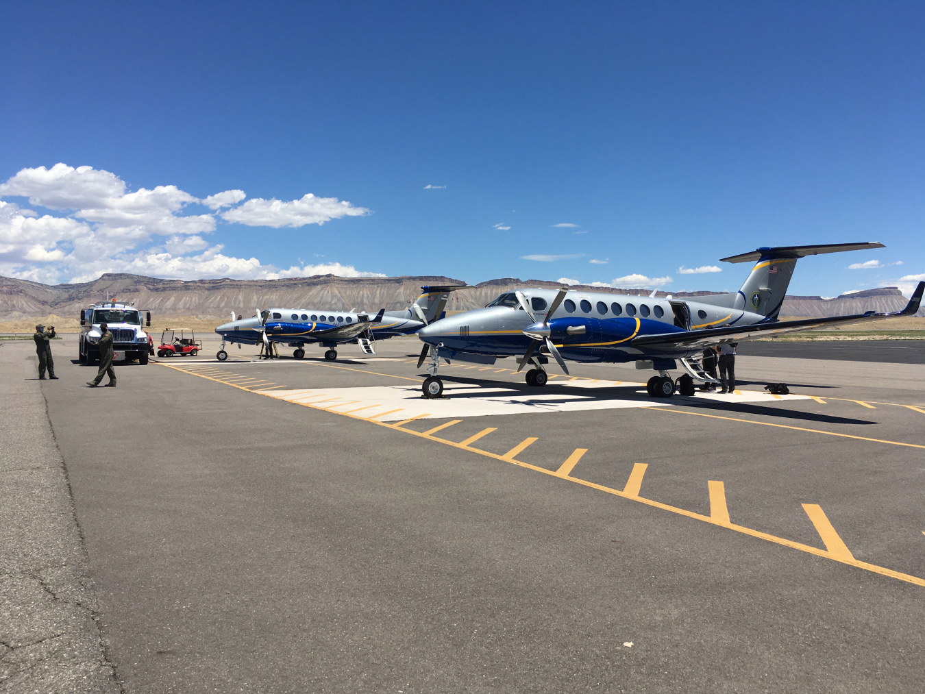 NNSA aircraft are parked on the Grand Junction calibration pads. 