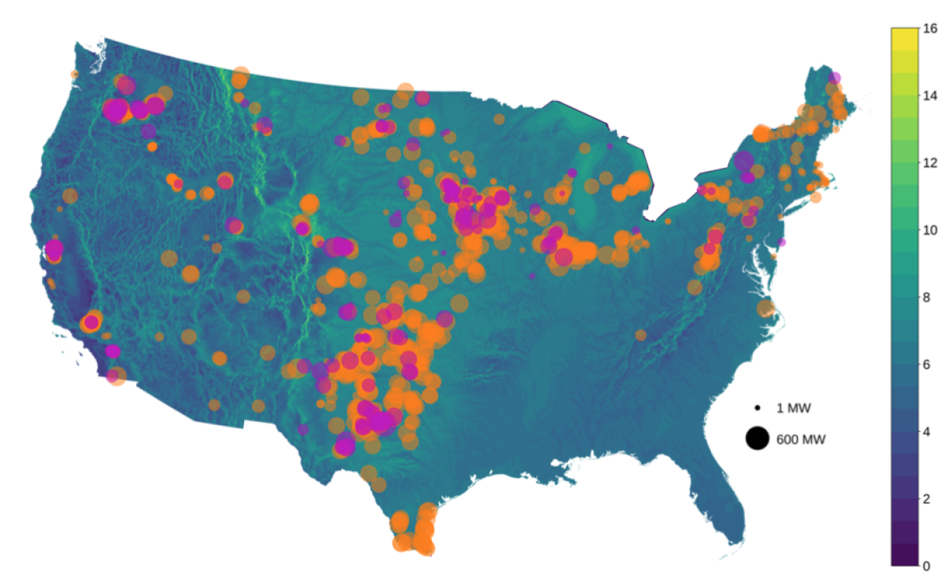 Map of wind projects.