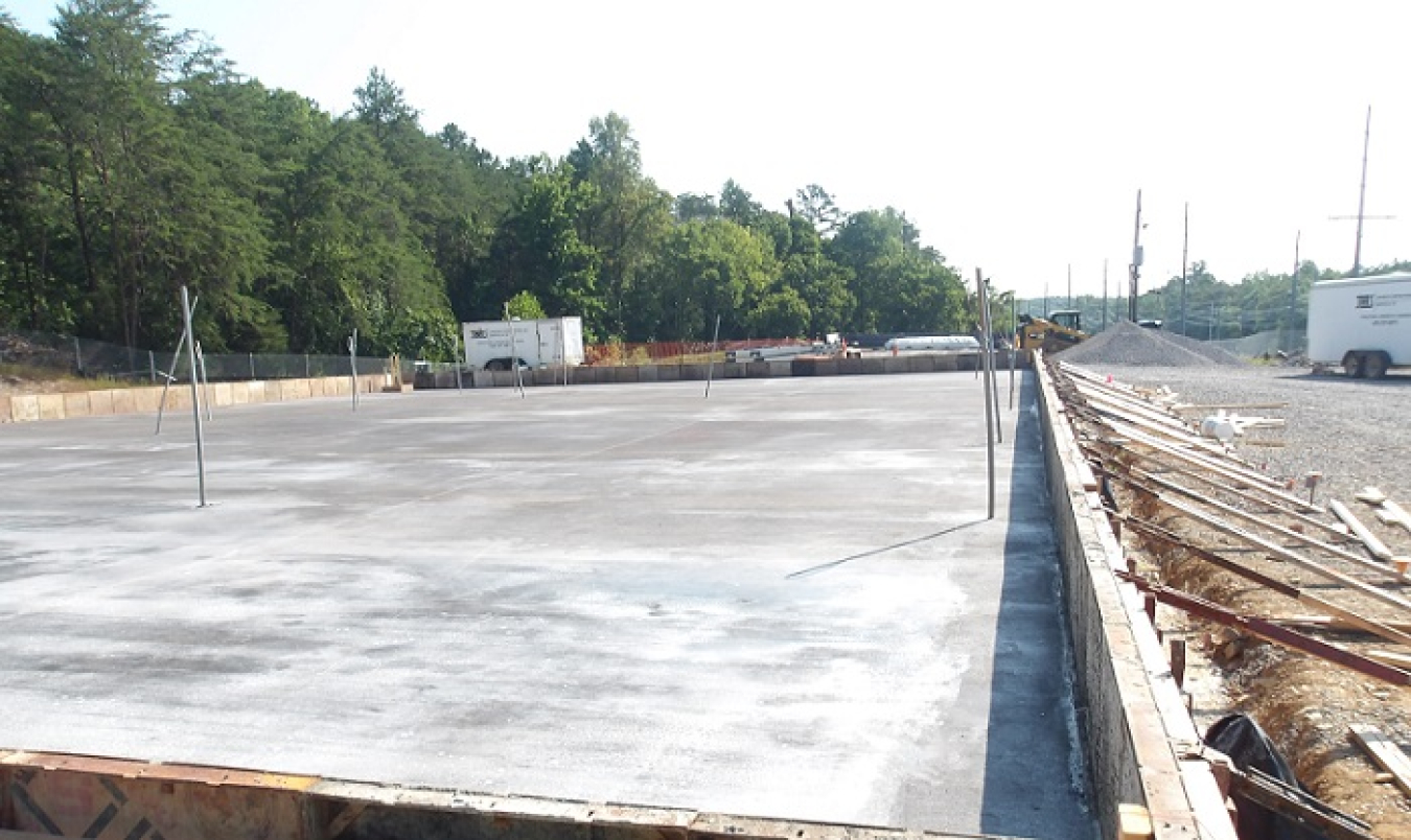 Site preparation for the Sludge Processing Mock Test Facility began in January 2020. Crews recently poured the concrete slab for the structure, which is slated for completion in October 2021.