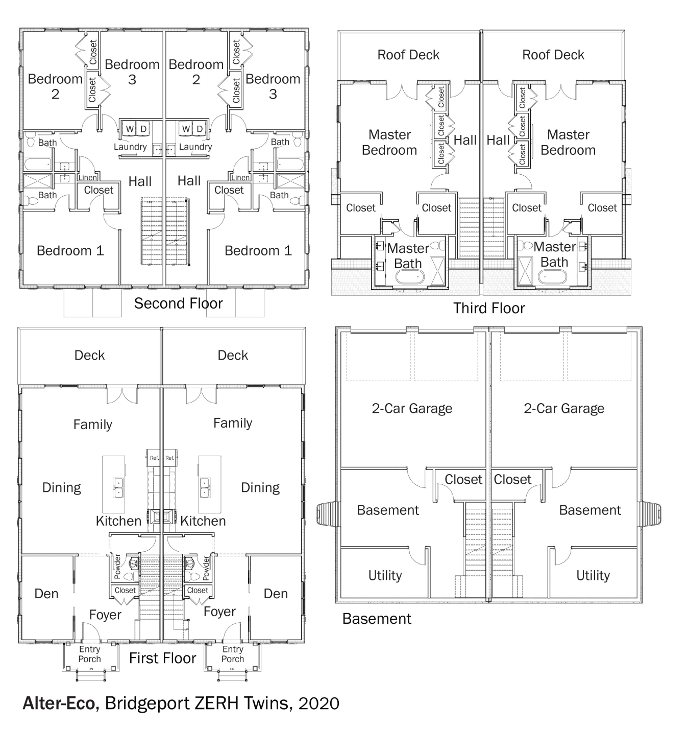 Floorplans for Bridgeport ZERH Twins by Alter Eco.