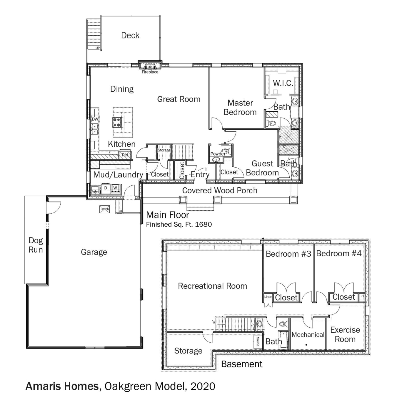 Floorplans for Oakgreen Model by Amaris Custom Homes.