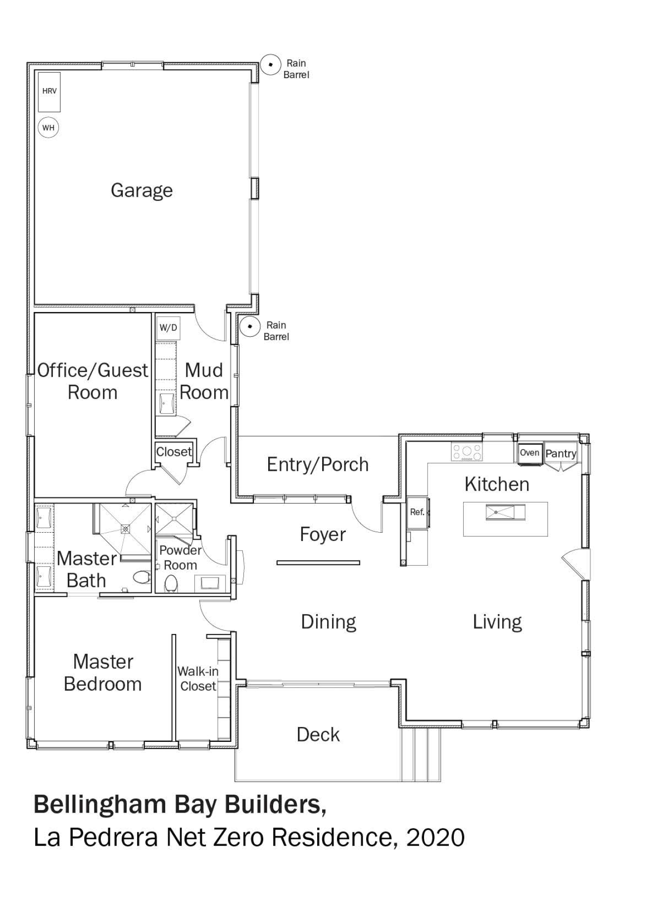 Floorplans for DOE Tour of Zero: La Pedrera Net Zero Residence by Bellingham Bay Builders.
