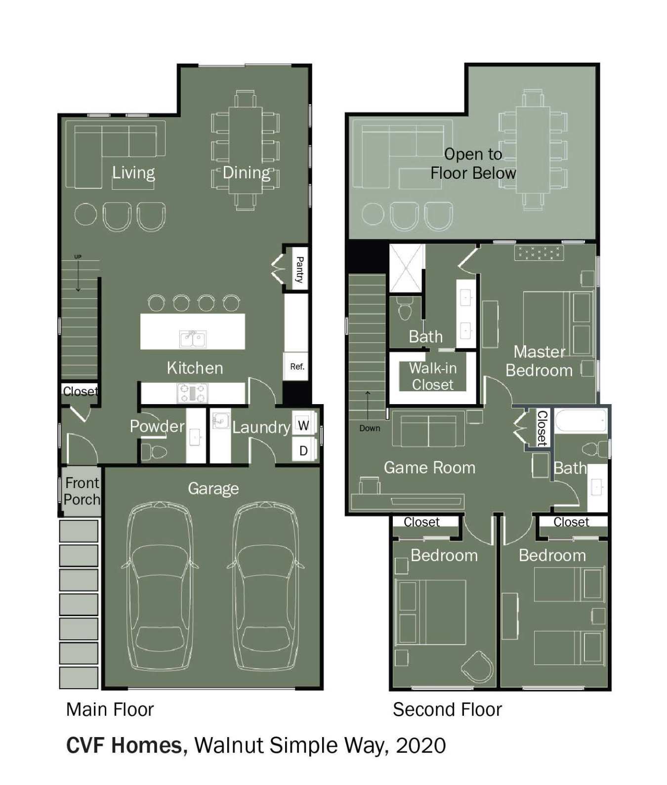 Floorplans for DOE Tour of Zero: Walnut Simple Way by CVF Homes.