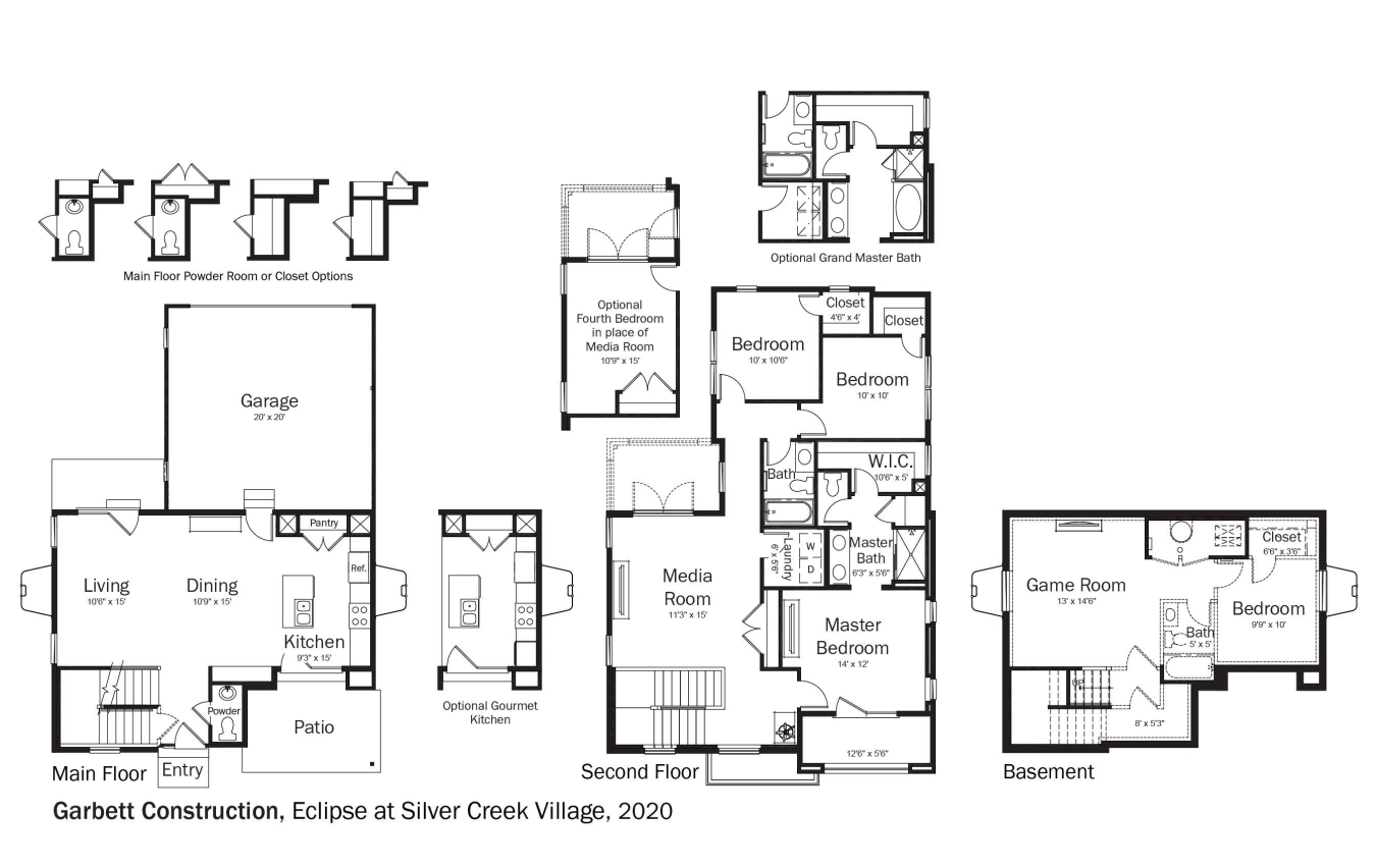 Floorplans for DOE Tour of Zero: Eclipse at Silver Creek Village by Garbett Homes.