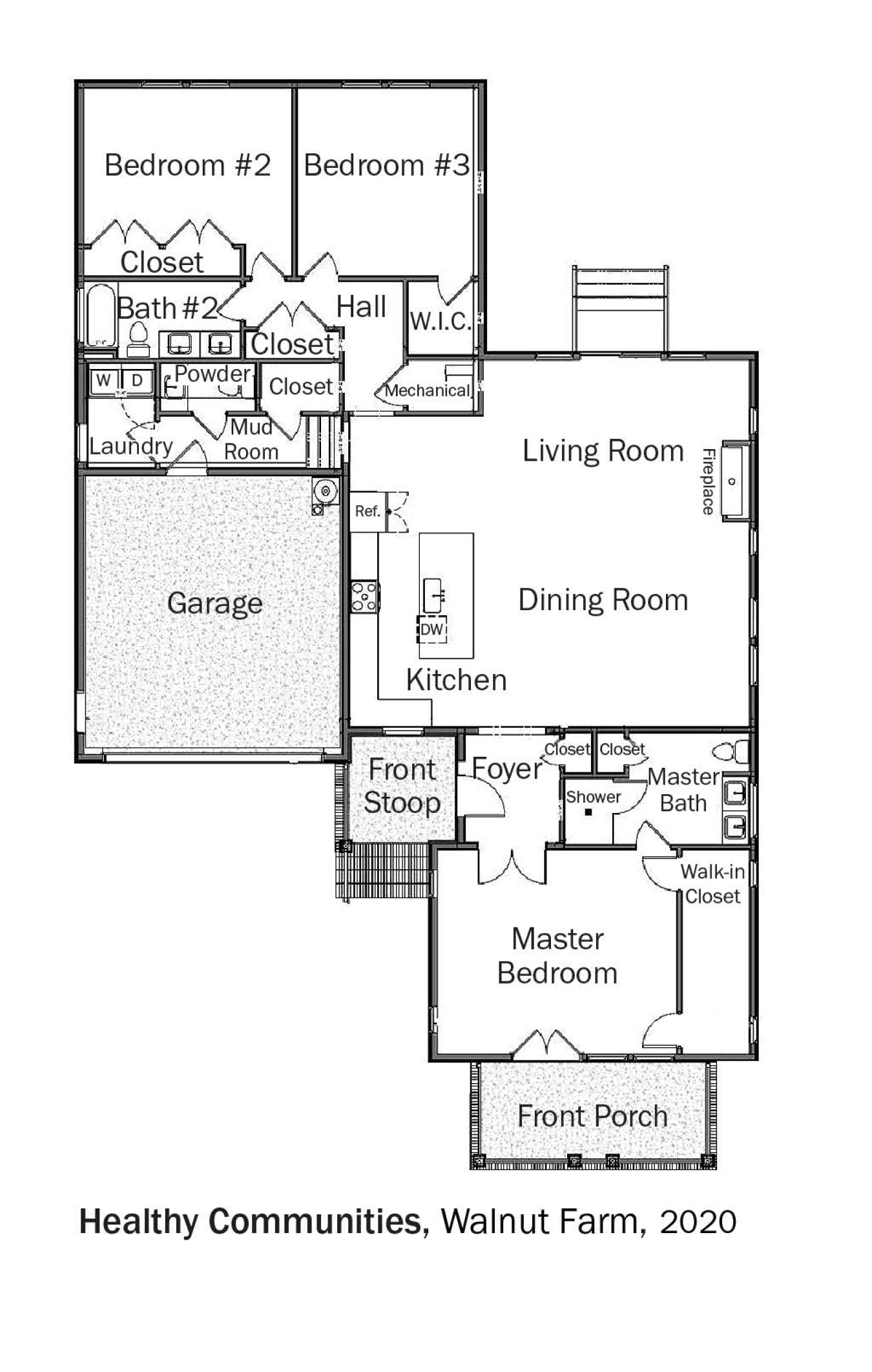 Floorplans for DOE Tour of Zero: Walnut Farm by Healthy Communities / Health-E Community Enterprises.